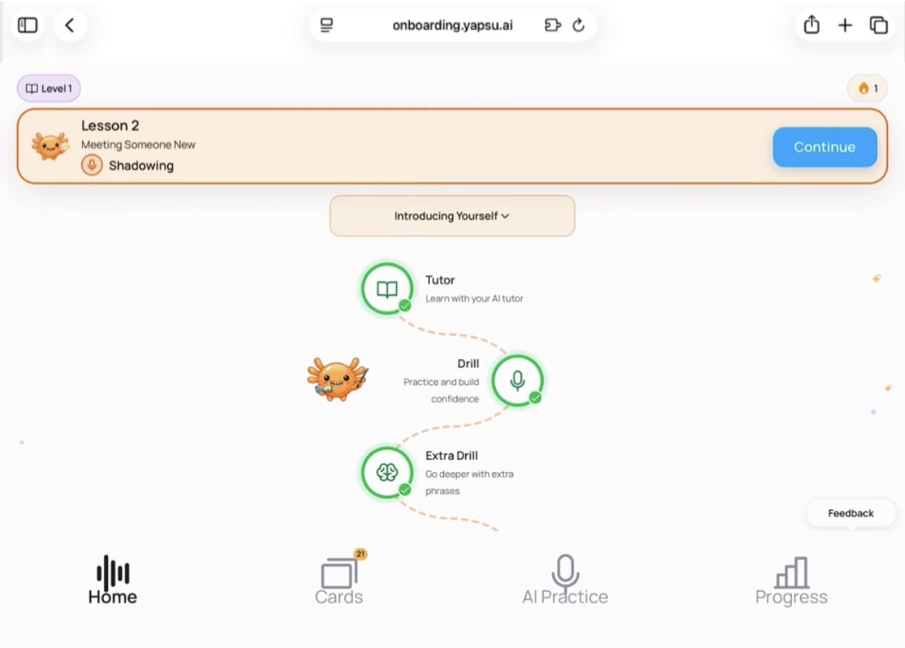 Yapsu web app lesson interface